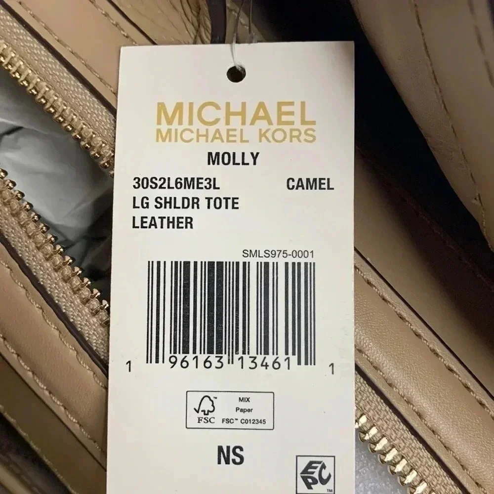 NWT Michael Kors Molly Pebble Leather Bag Camel Brown